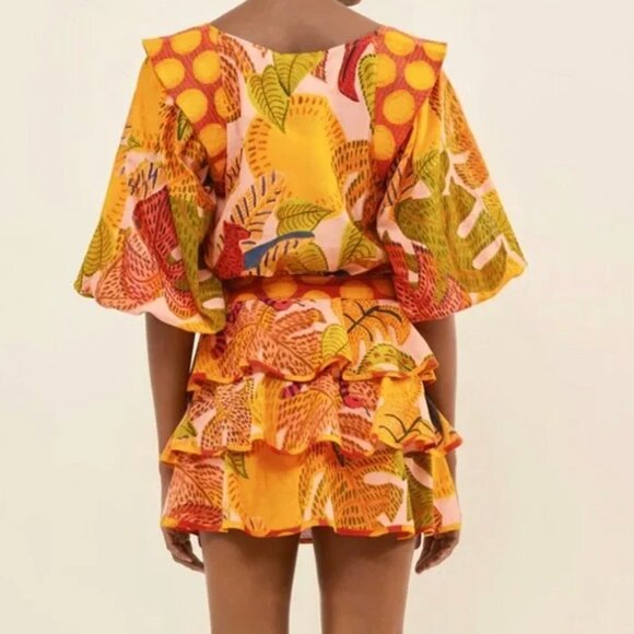 Farm Rio Summer Dream Floral Layered Lined Mini Skirt M - Picture 4 of 4